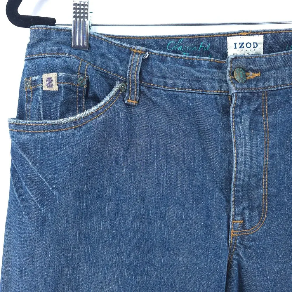 Izod Comfort Country Prep Ranch Classic Fit Bootcut Jeans Stretchy Dark Wash 12R - Picture 5 of 13